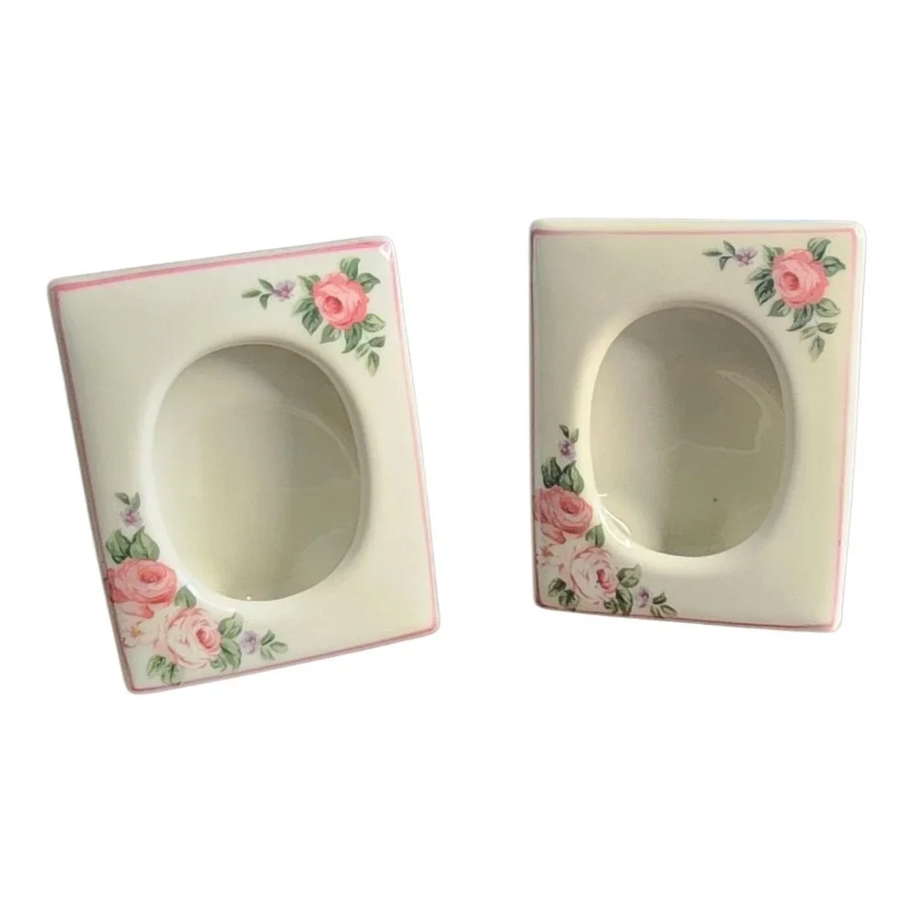 Vtg Pair Of Ceramic Japanese Floral Retro Frames‎